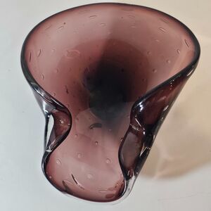 Vtg Murano-style Controlled Bubble Purple Ashtray Bowl 9"